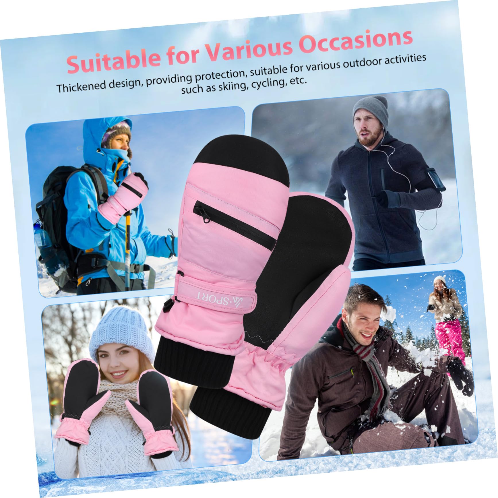 Toyvian Guantes de Invierno para Mujer Impermeables y Térmicos Guantes Cálidos para Actividades Compatibles con Pantalla Táctil Talla para Esquí Snowboard de Perros y Running