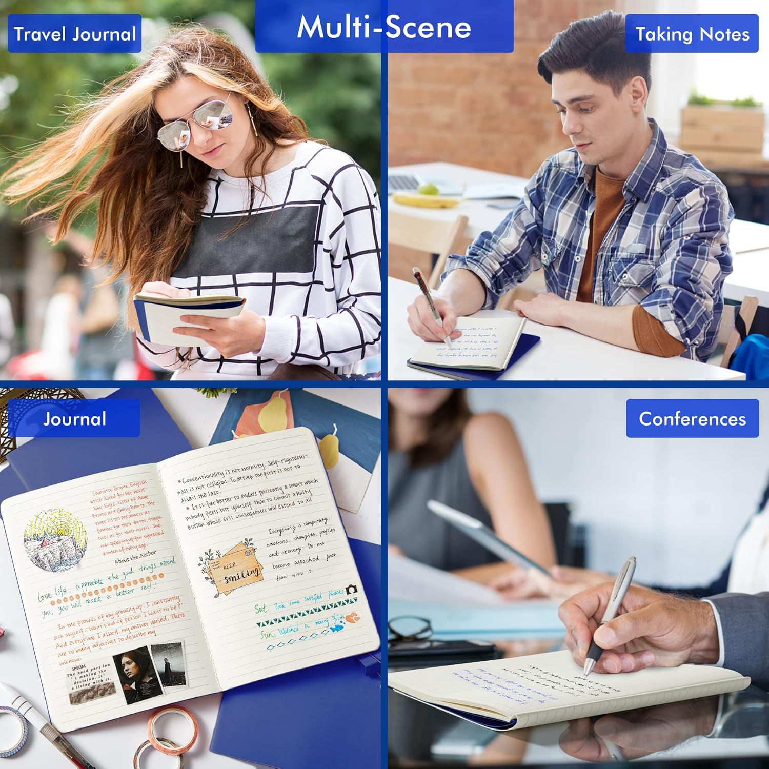 NAVY feela 16 Pack Soft Cover Journal Bulk, Lined Notebooks College Ruled for Work for Women Girl Writing, Blank Travel Journal Note Taking Notebook School Business Supplies