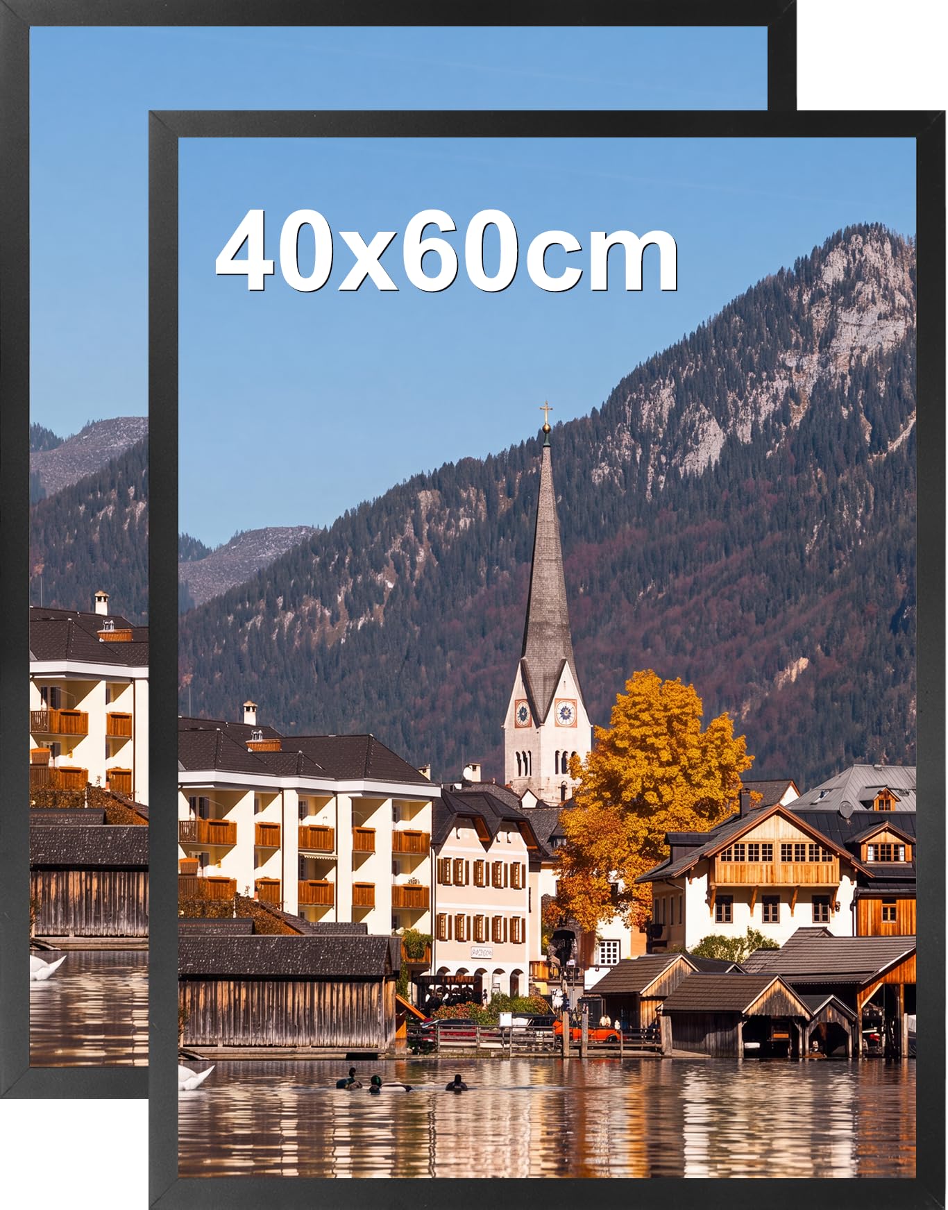 Ditwis 40x60 Picture Frames Set of 2, Black Aluminium 16x24 inches, Suitable for Posters and Photographs, Wall Display for Living Rooms Offices Galleries