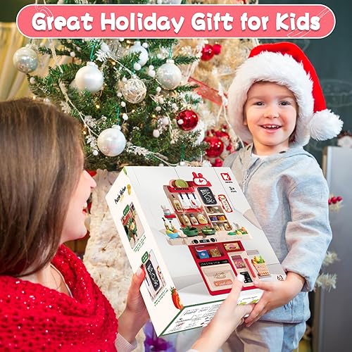 Miniatura 8 de Juego de cocina para niños, 63 piezas, juguetes de cocina para niños pequeños, estufa de cocina con luz de sonido de vapor, fregadero de juego con