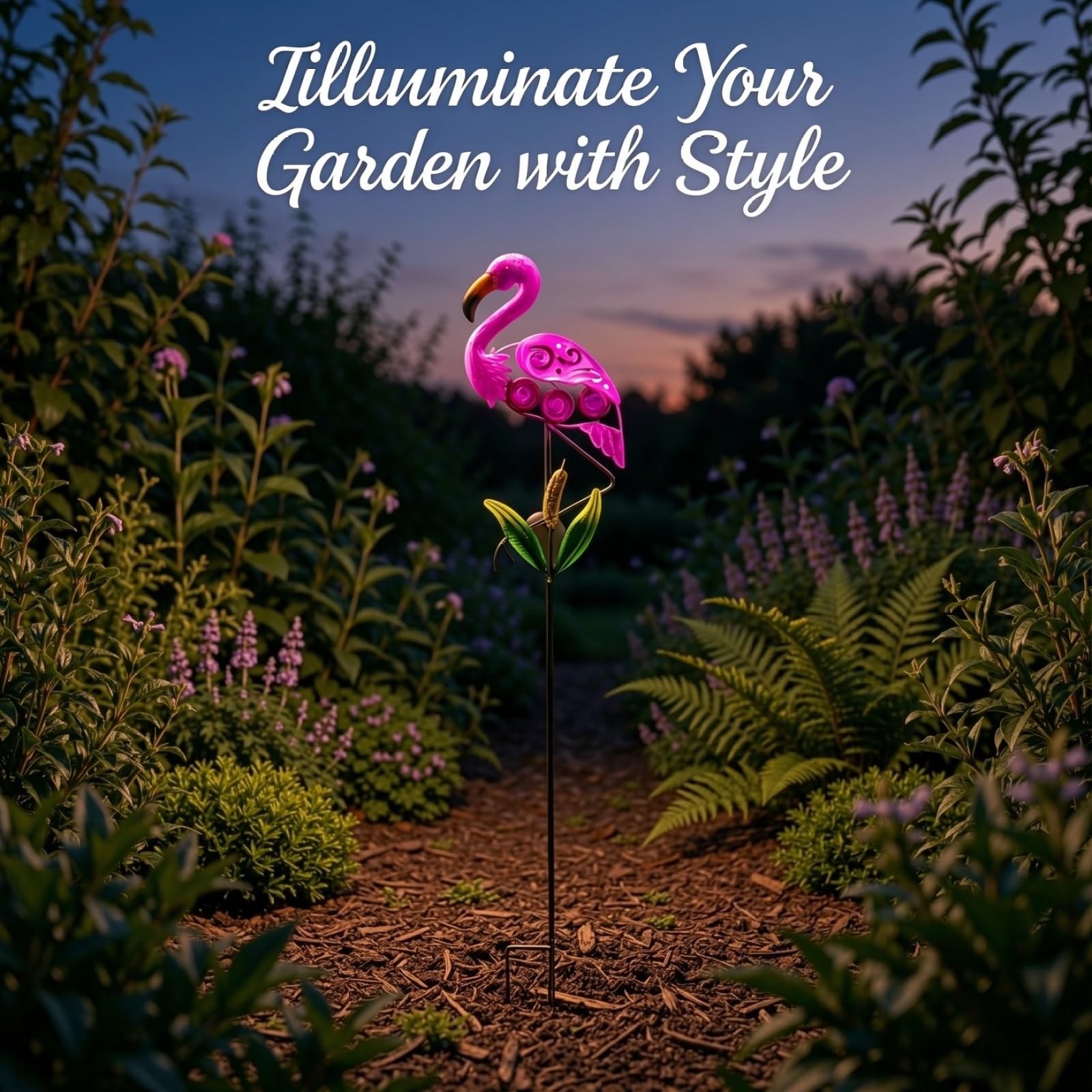 Pink Flaming Solarne światła ścieżkowe, 91 cm, metalowe słupki, wodoodporna dekoracja ogrodowa na trawnik, podwórko, patio, lampa dekoracyjna