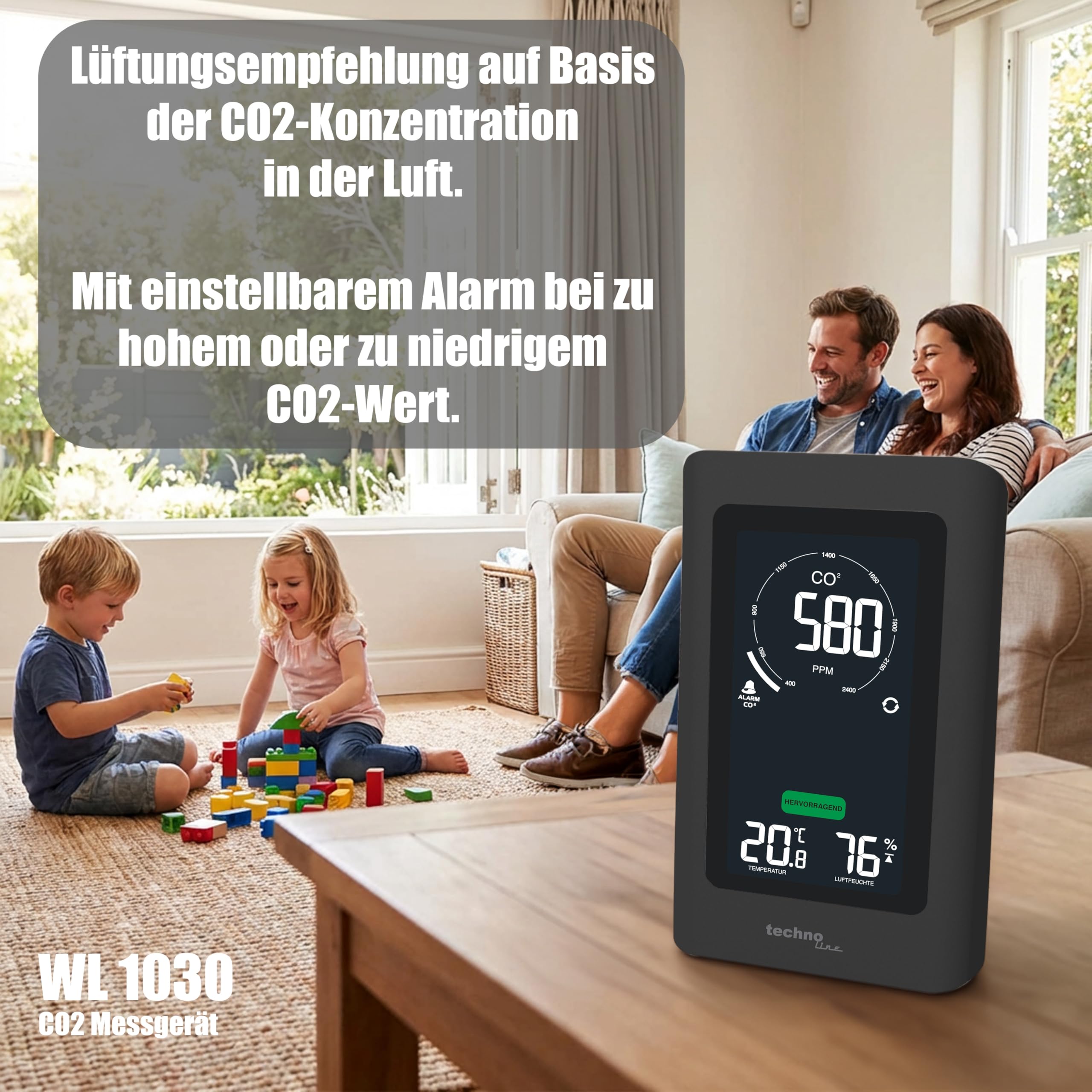 Technoline WL1030 CO2-Messgerät NDIR schwarz