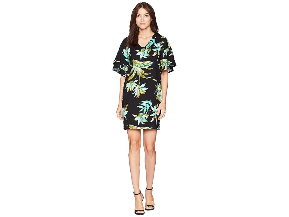 

LAUREN Ralph Lauren Print Ponte Shift Dress (Black Multi) Women's Dress