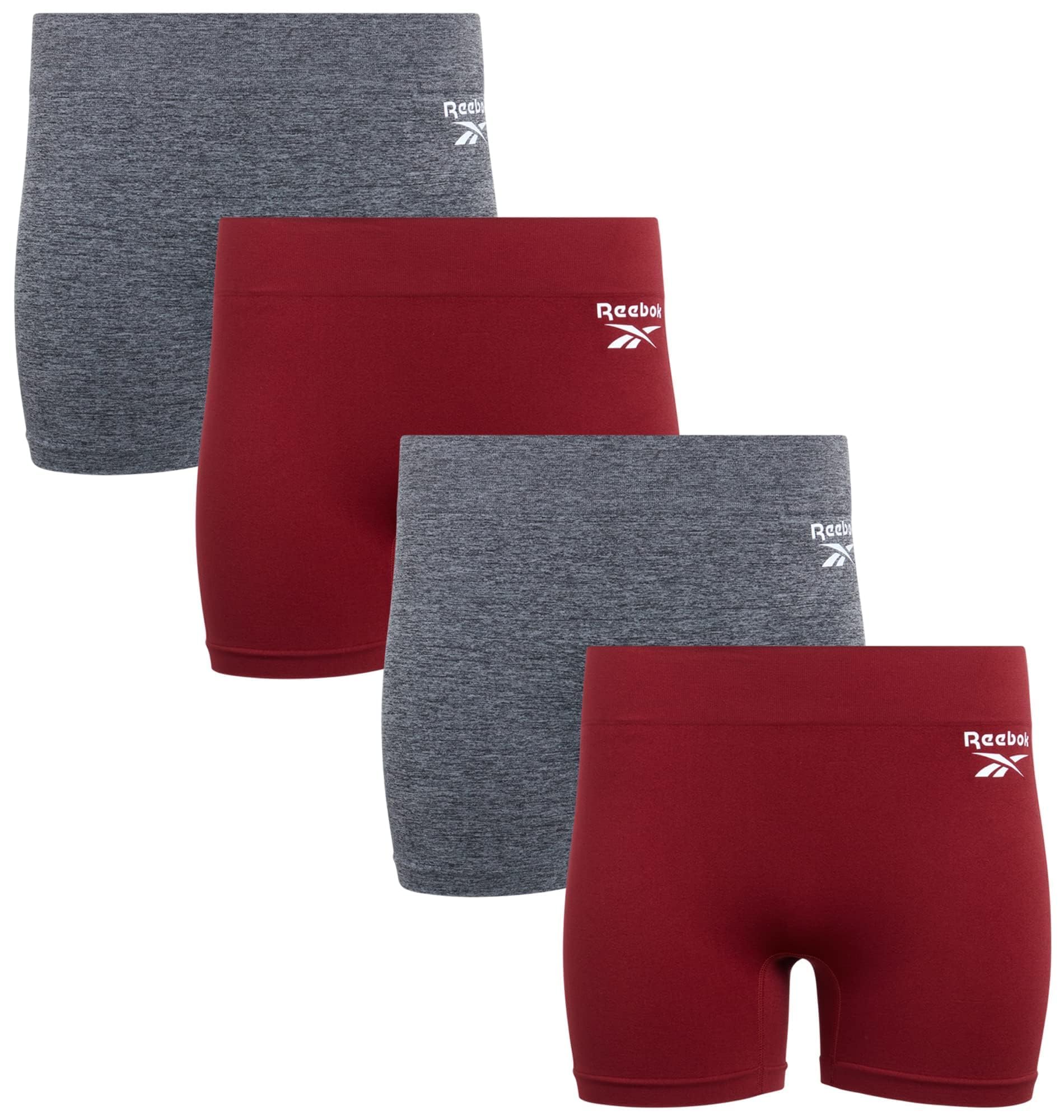 Reebok Womens Boyshorts Underwear - 4 Pack Comfort Stretch Performance Tag Free Boxer Shorts Seamless Underwear for Women