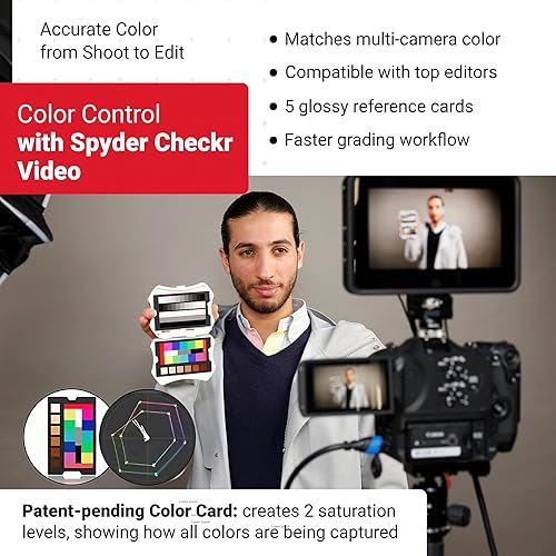 Miniatura 3 de Datacolor Spyder Checkr Video - Herramienta de color de video con tarjeta de patrón de color pendiente de patente que aprovecha cómo se procesa