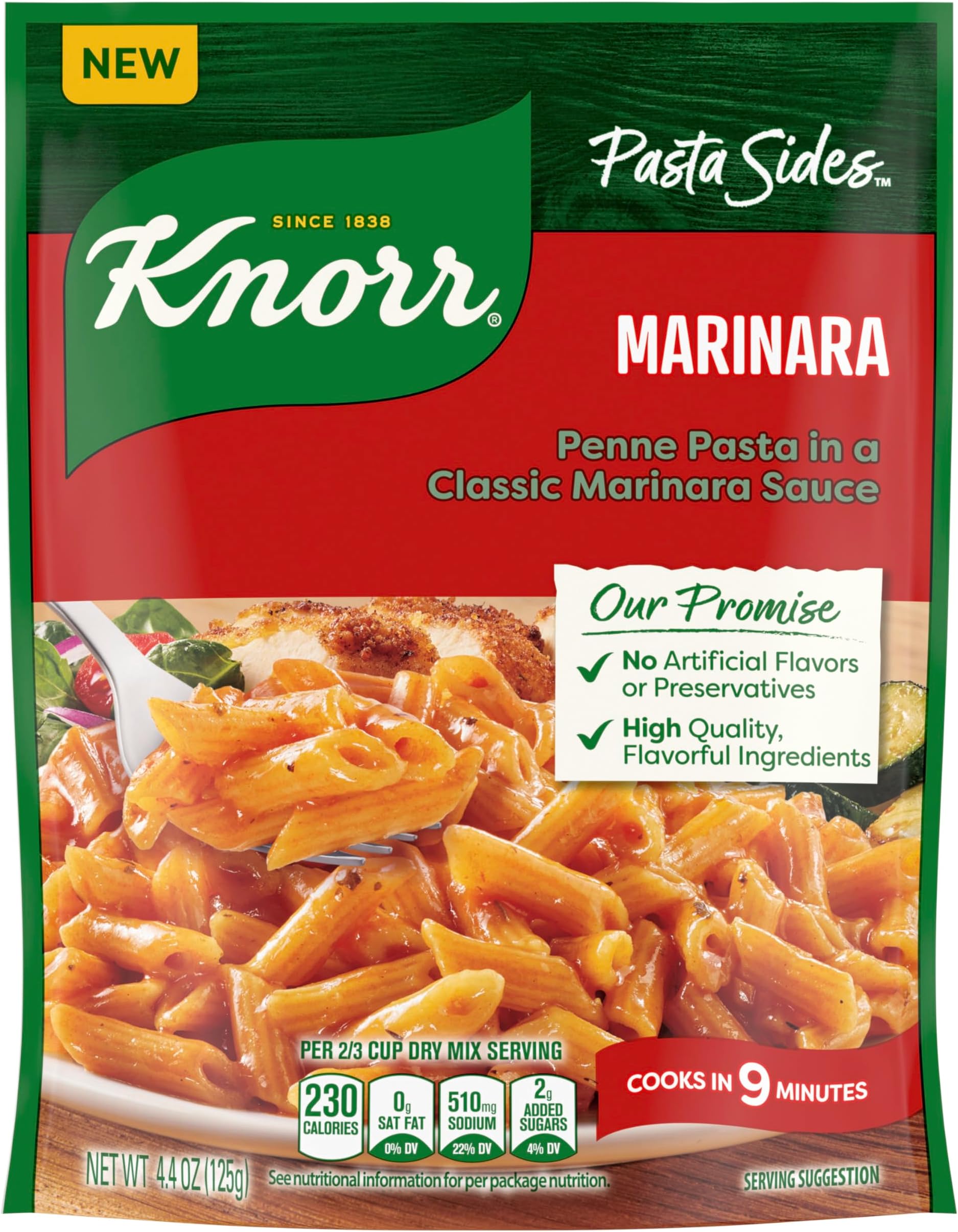 Pasta Sides Marinara Pasta for a Delicious + Quick Side Dish, with No Artificial Flavors or Preservatives, 4.4 oz