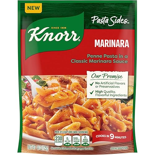 Knorr Pasta Sides Marinara Pasta for a Delicious + Quick Side Dish, with No Artificial Flavors or Preservatives, 4.4 oz