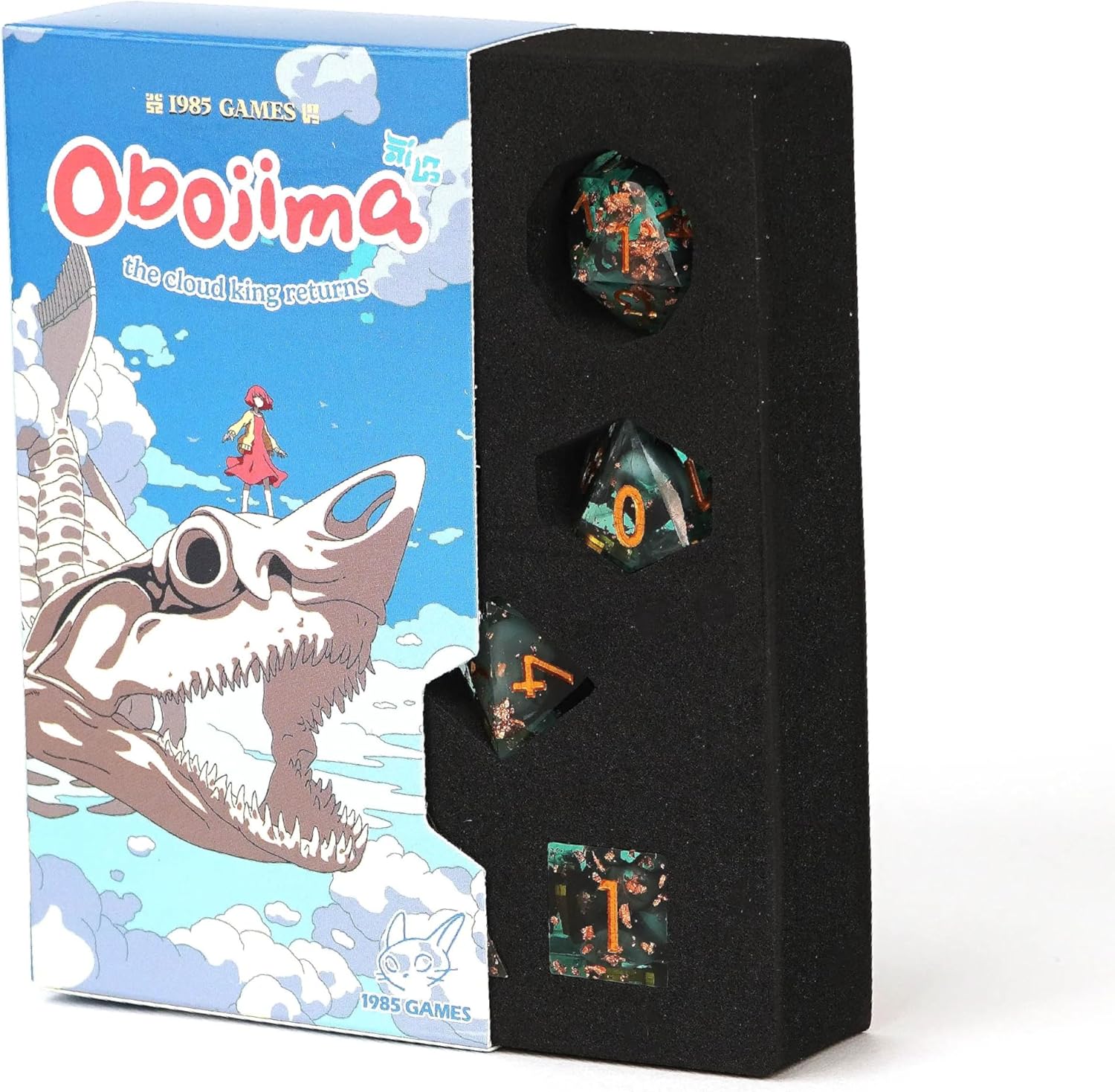 VHS Dice - Spirit Dice Set for Tabletop RPGs, Retro-Inspired Gaming Dice with Unique Designs from the World of Obojima