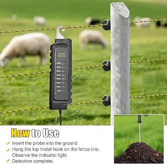 Neon Electric Fence Voltage Tester Tests Up to 8,000V