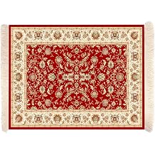 National Style Mouse Pad, Small Plush Tassel Coaster, Non-Slip Carpet Computer Mouse Pads, Beautiful Oriental Carpet Style Mousepad,Style 3 Red