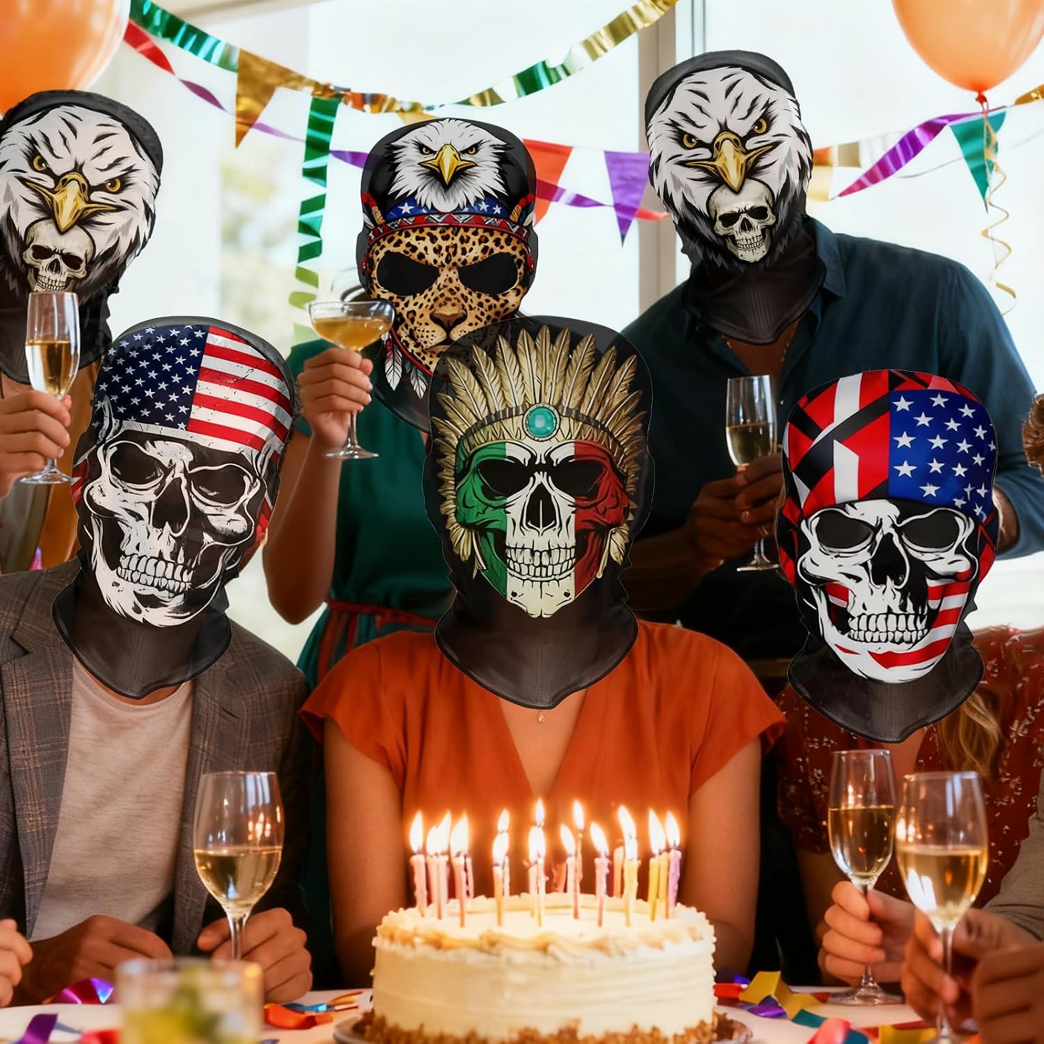 5 Pieces Ghost Face Mask for Adult Kids Party Skull Face Masks Funny Gift Full Face Mask for Men & Women