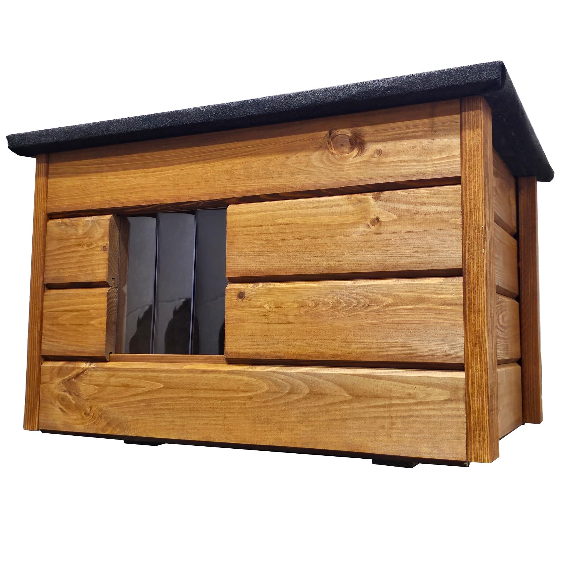 Caseta de madera para gatos con aislamiento para exteriores, 57 x 44 x 36 cm