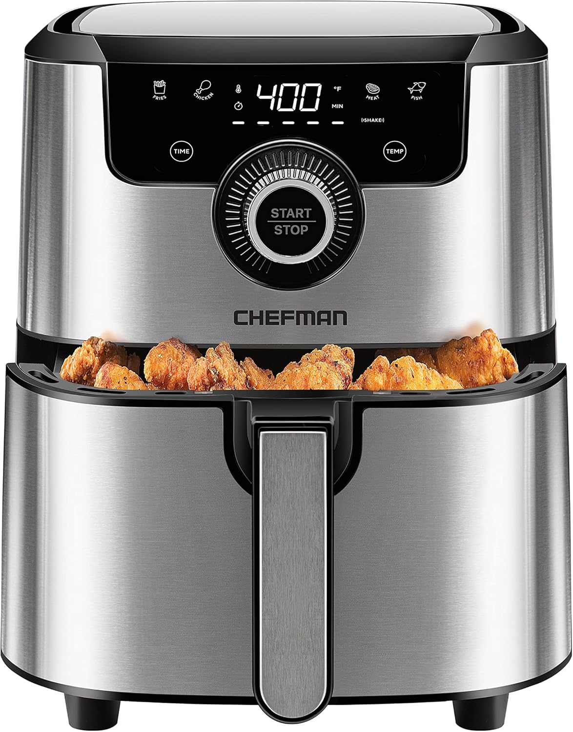CHEFMAN Air Fryer Healthy Cooking, 4.5 Qt,User Friendly and Dual Control Temperature, Nonstick Stainless Steel, Dishwasher Safe Basket, w/ 60 Minute Timer & Auto Shutoff