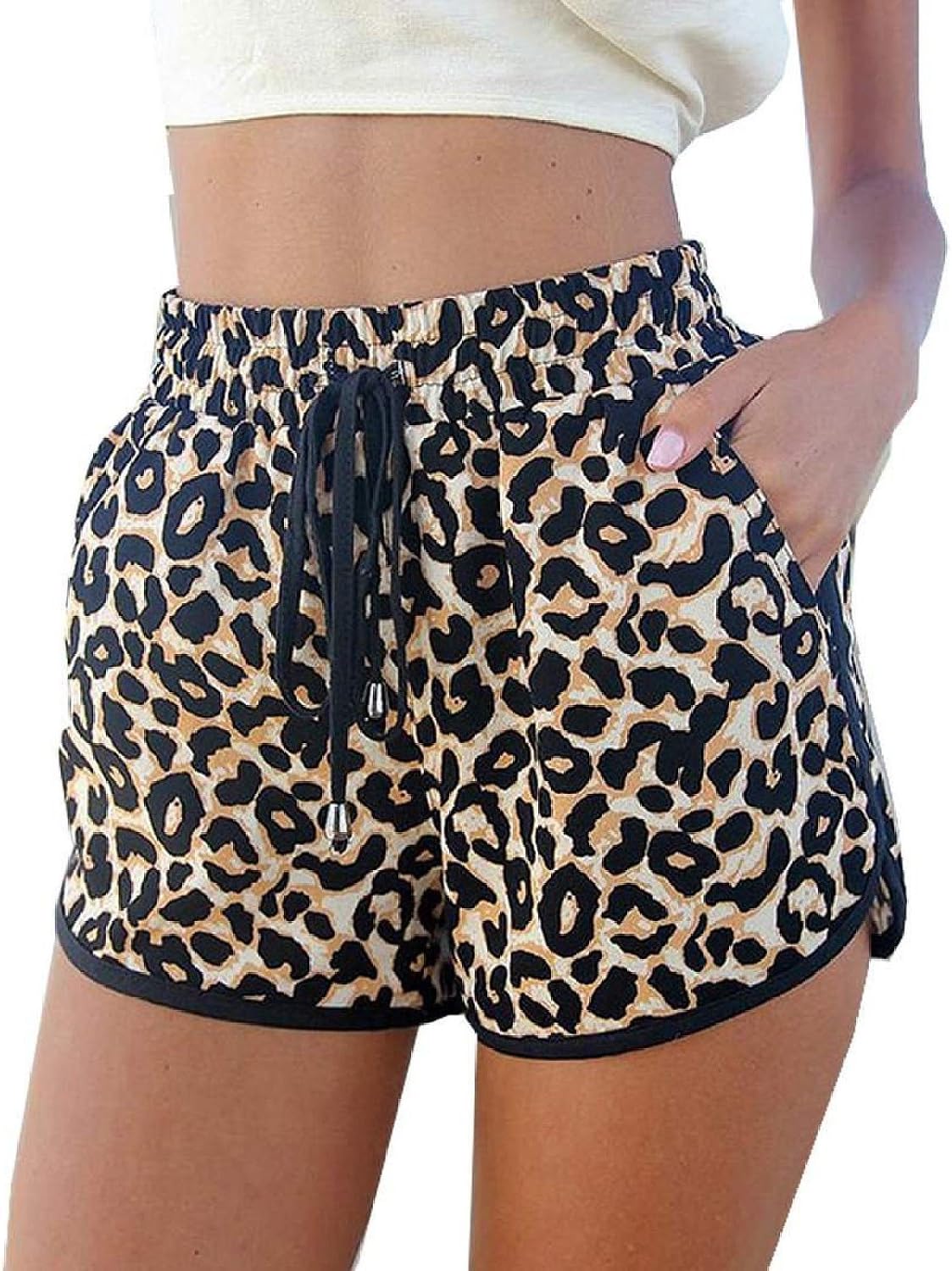 Women's Fashion Summer Leopard Beach Shorts Casual Short Pants