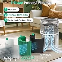 Vista 3 de Filtro de reemplazo Core 300 Compatible con Levoit Core 300 Core 300-RF-TX (Verde), Filtro 3-en-1