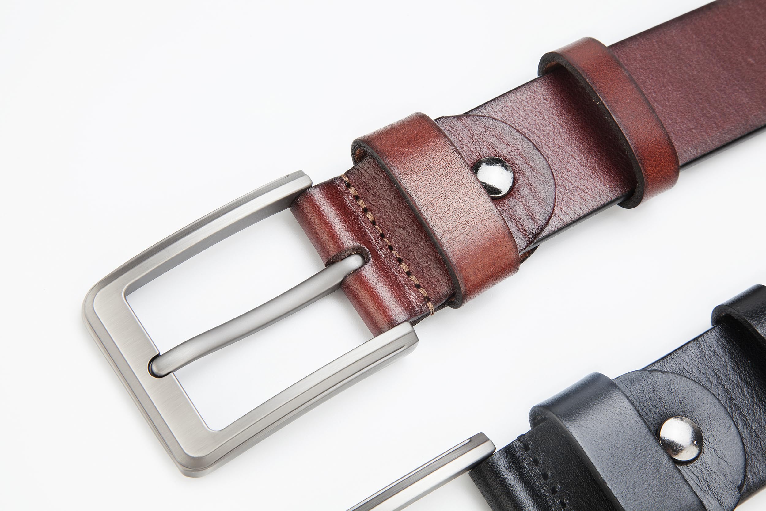 Cinturones para hombre, cinturón grueso de cuero de grano completo para hombre, cinturón casual de 1 1/2 pulgadas de ancho, cinturón casual ajustable para adaptarse