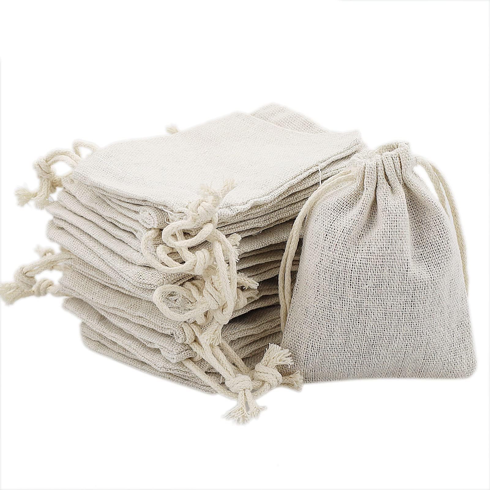 Muslin Bags Drawstring Cotton Bags, Organic Cotton Fabric Bags -50 Pcs