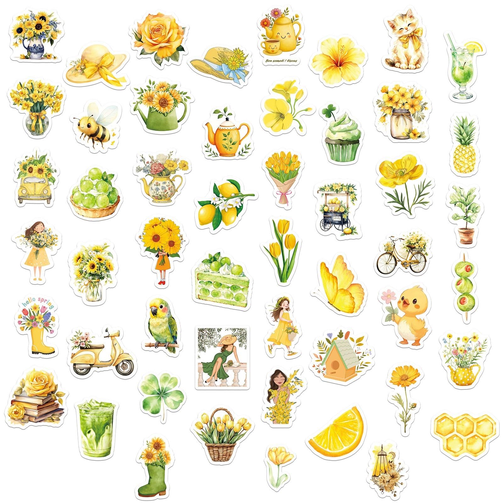 FGLFPXI 50-Pack Stickers Waterproof Decor Decals for Envelope Luggage Notebook Stationery Graffiti