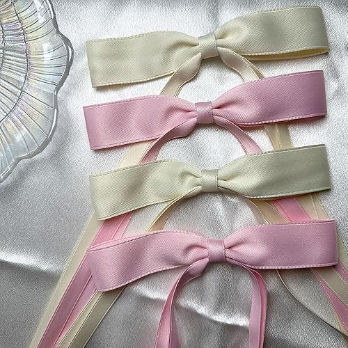 Miniatura 8 de Pinzas para el cabello para mujeres y niñas, 4 clips de cinta para el cabello con diseño de borla de cola larga para peinados de bricolaje, color