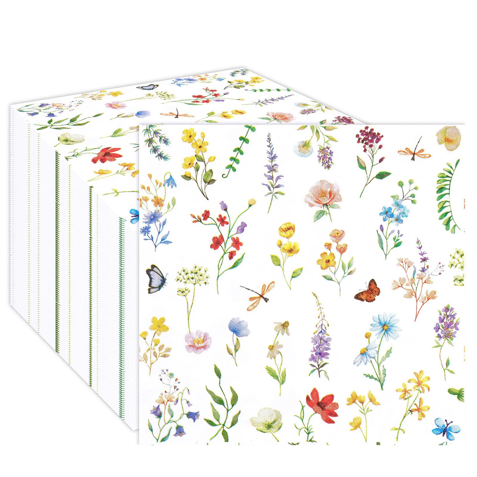 Photo 1 of ?50Pcs Wildflower Napkins Disposable Floral Cocktail Party Paper Napkins