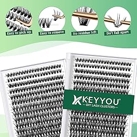Lash Clusters 300pcs Individual Lashes 40D 0.07C Curl 9-18MIX DIY Eyelash Extension KEYYOU Large Tray Volume Soft&Natural Cluster Lashes(40D-0.07C,9-18MIX