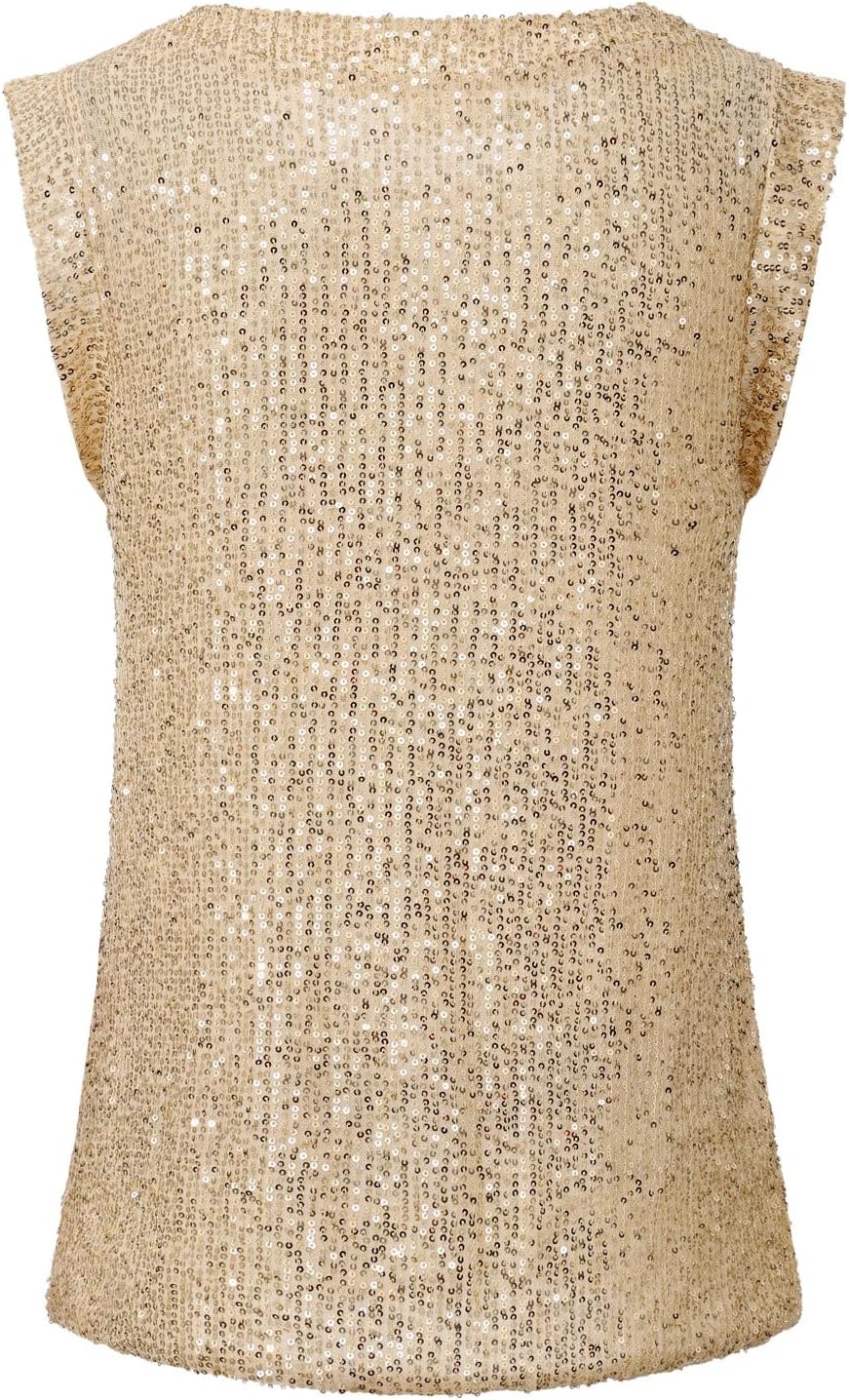Sparkly Sequin Tops for Women Tank Top Disco Outfit Sleeveless Shiny Glitter Club Halloween Party Shirt Blouse - Image 4