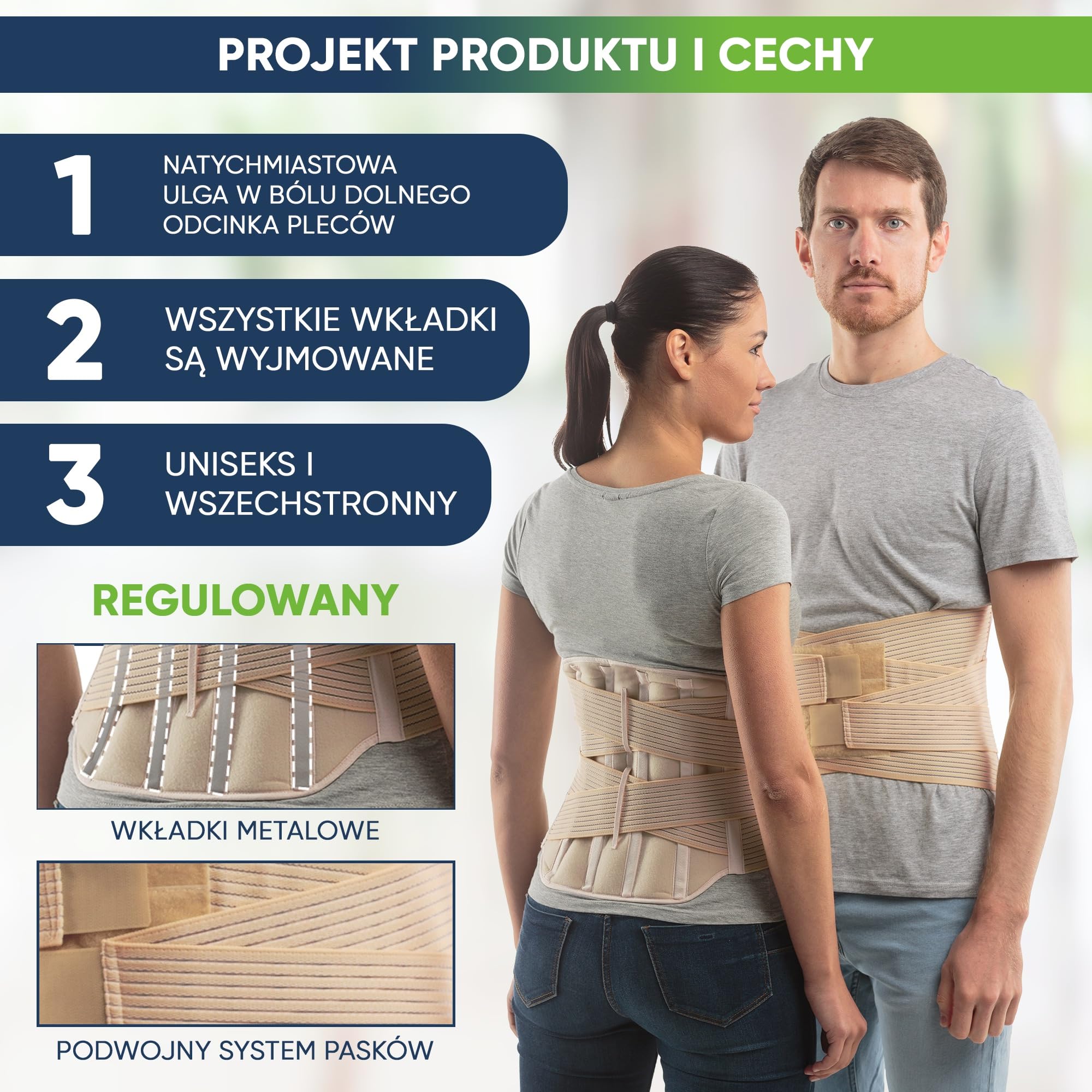 Pas lędźwiowy podtrzymujący plecy produkcji aHeal | Ortopedyczne, medyczne podtrzymanie dolnego odcinka kręgosłupa lędźwiowego | Podparcie lędźwiowego odcinka pleców | Rozmiar 3
