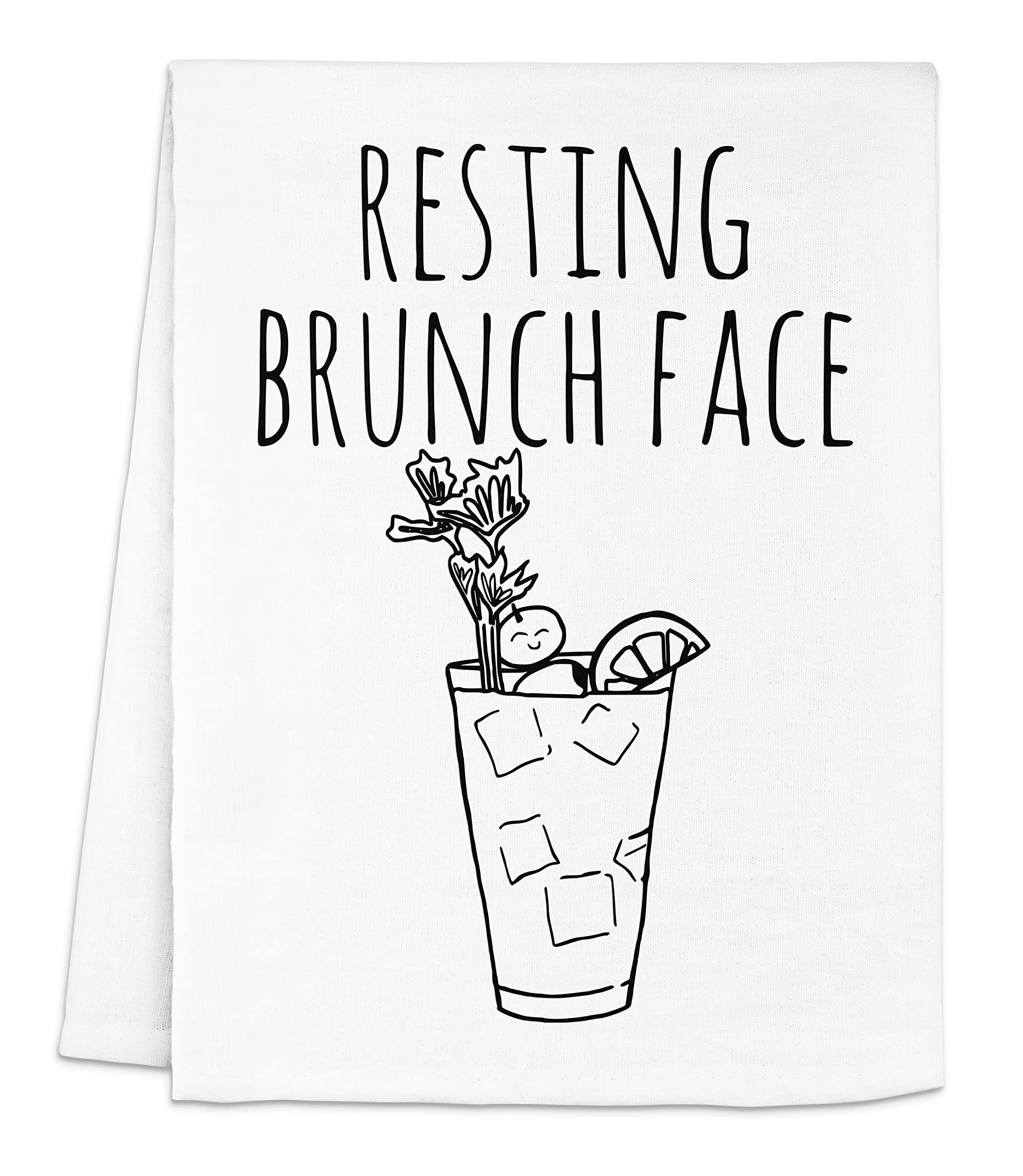 Funny Kitchen Towel, Resting Brunch Face, Flour Sack Dish Towel, Sweet Housewarming Gift, White