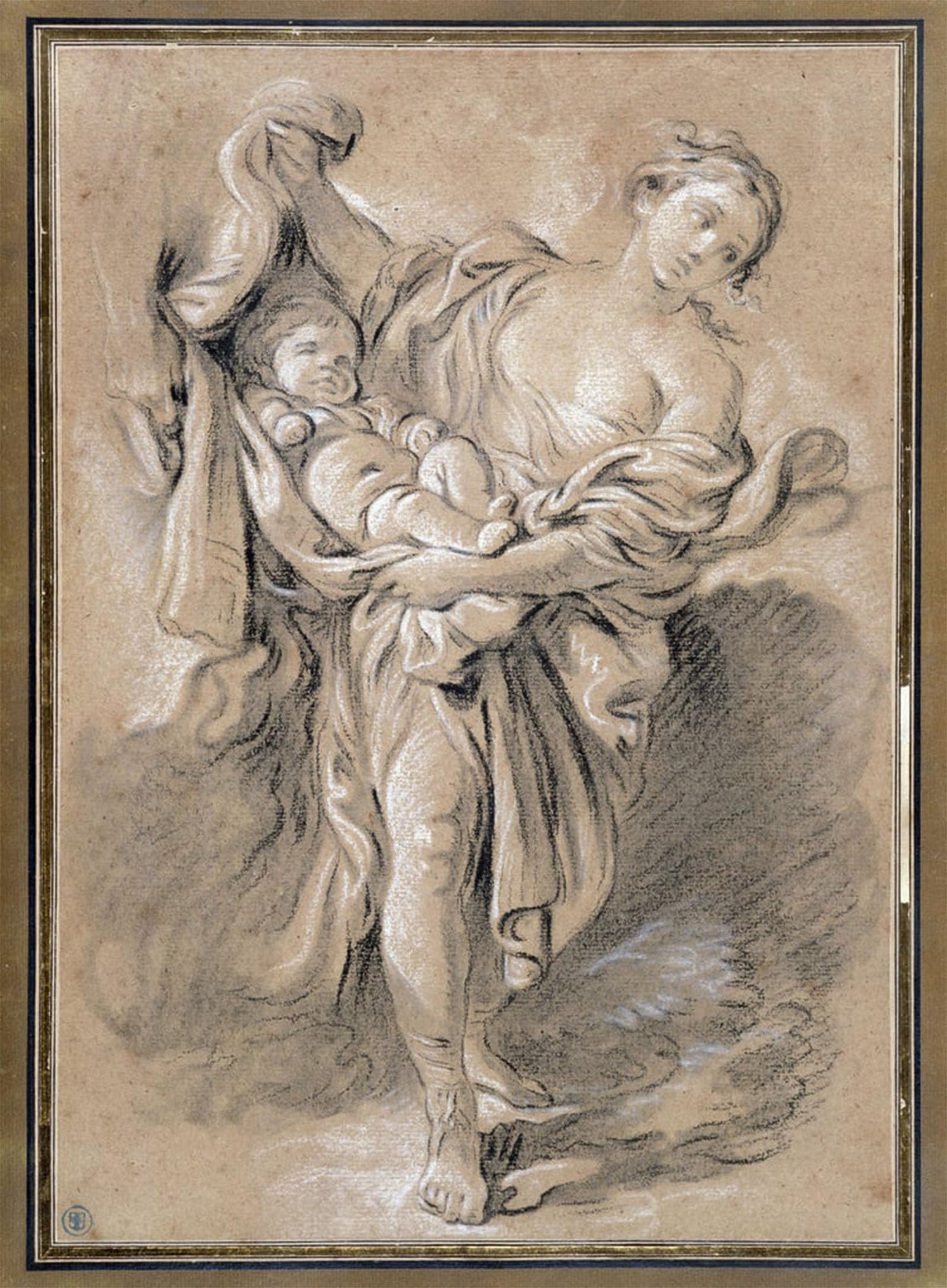 SERENDIPITP Vintage Picture Print on Canvas Wall Art Poster Woman with Child by François Boucher Artwork Print Poster for Wall Decor 60x90cm