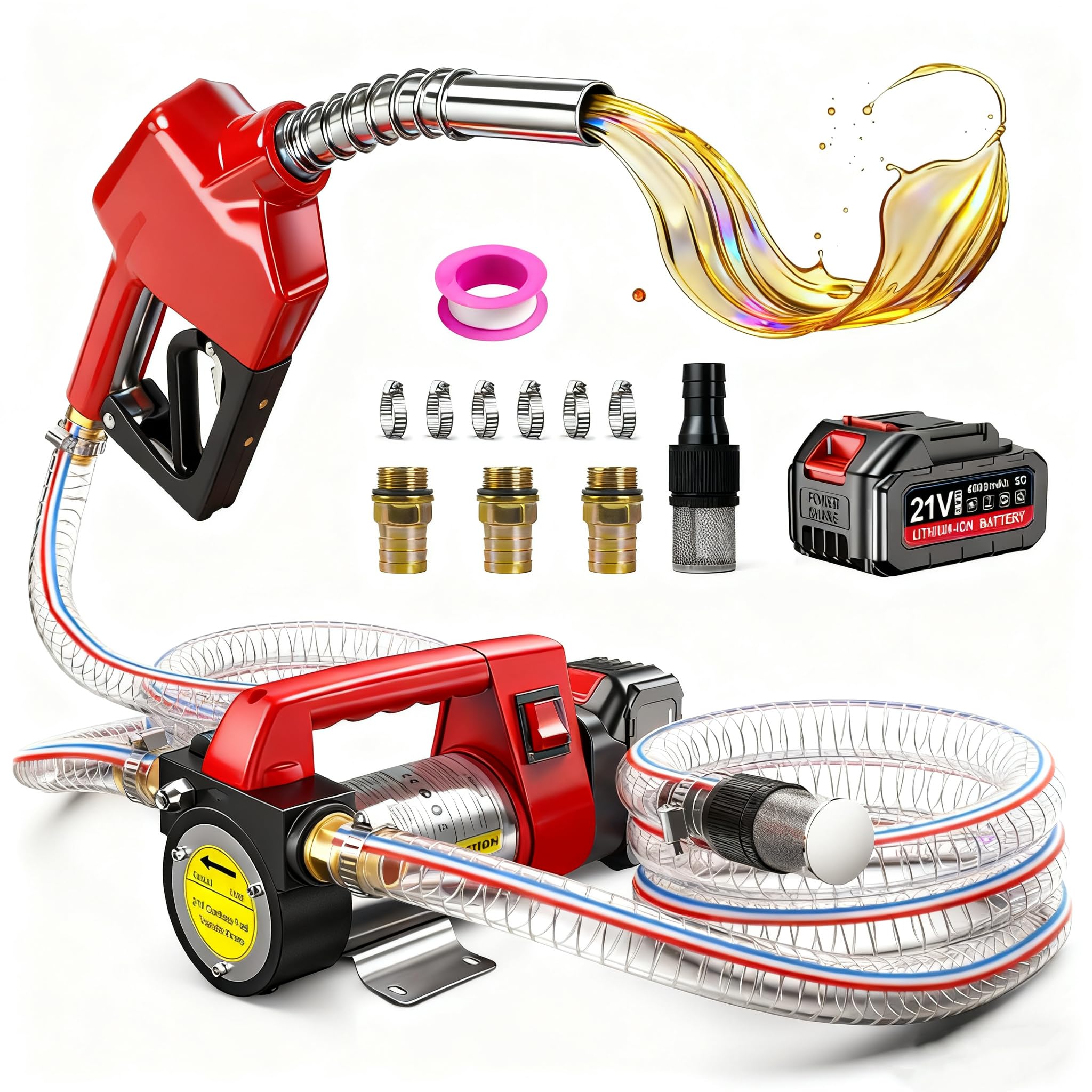 Dieselpumpa akumulatorowa 45L/Min, bezprzewodowa elektryczna pompa do oleju napędowego, 260W elektryczna pompa paliwa kompatybilna z akumulatorem Makita 18V, przenośna pompa do oleju opałowego