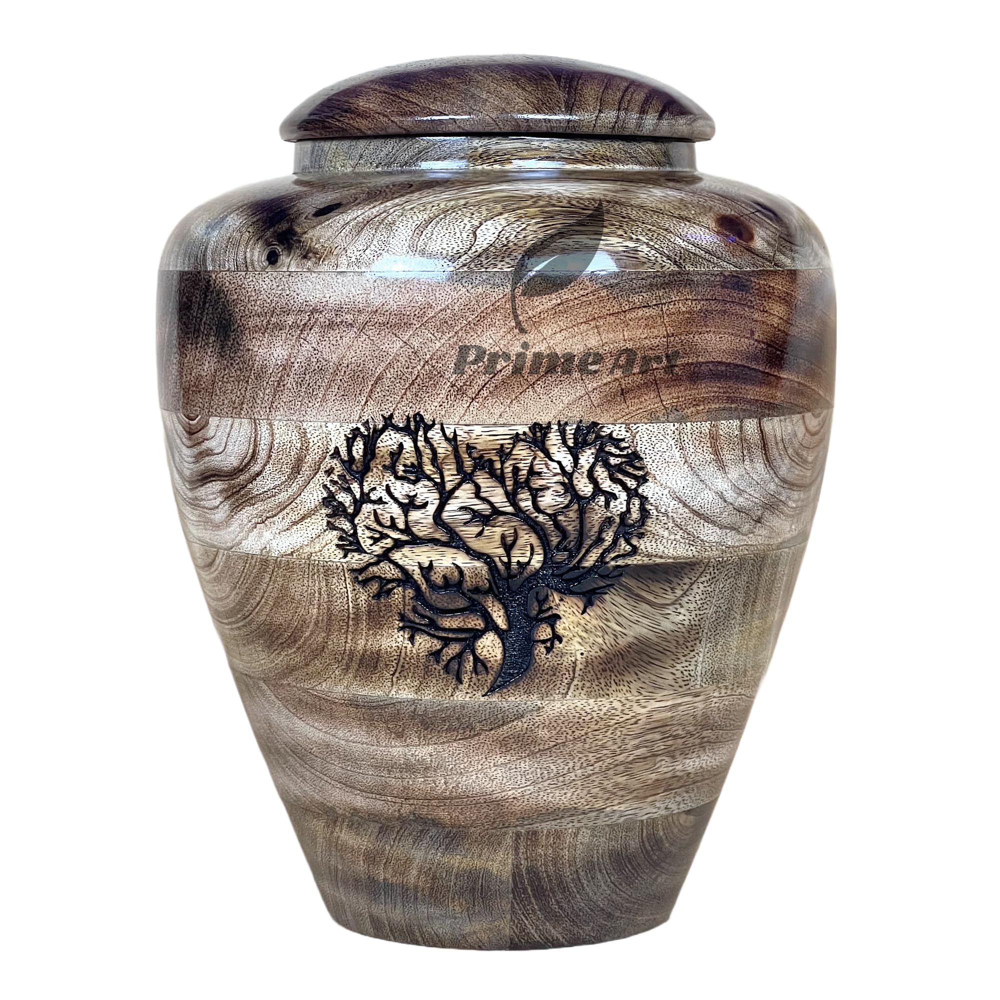 Prime Art Wooden Urns For Human Ashes Adult Cremation Urns For Adult Ashes Funeral Urns Wooden Urn Box Wooden Pet Urn Wooden Memorial Urn For Ashes (Xlarge (300Cu/Inch), Heart)