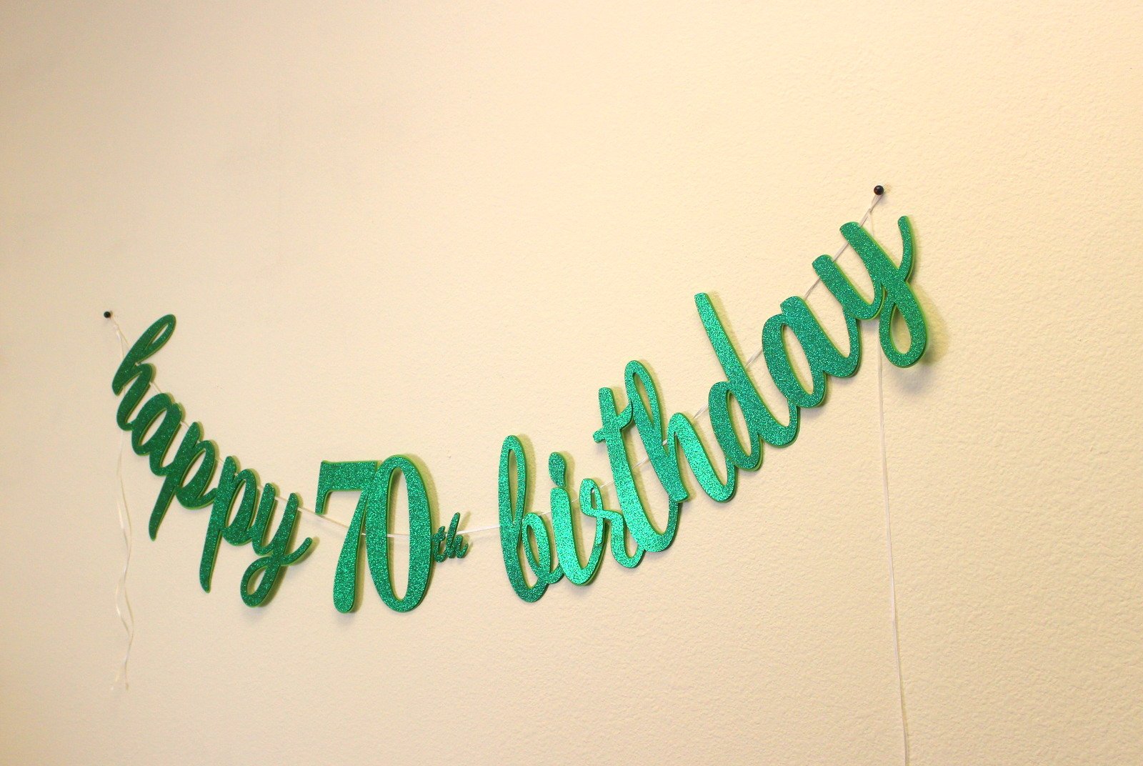 All About Details Happy 70th Birthday Cursive Banner (Blue)