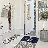 Vista 2 de Burosev Tapete decorativo de bienvenida con temática náutica, tapete rústico de bienvenida a bordo, decoración de casa de campo para el hogar