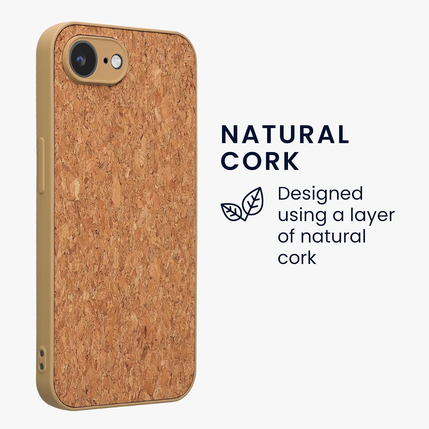 kwmobile Case Compatible with Apple iPhone 17e / iPhone 16e - Case Made of TPU and Cork with Bumper for Phone - Light Brown image 3