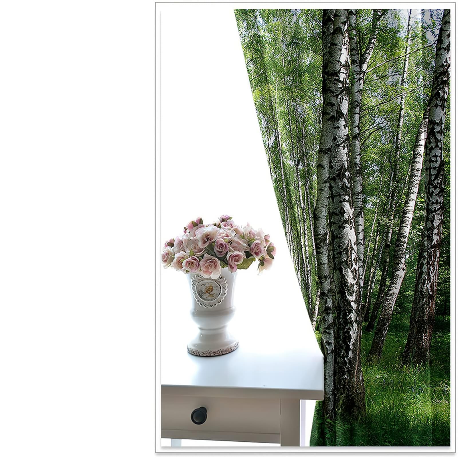 Vorhänge Verdunkelung, Gardinen Grün Natur Wald H 183 x B 107 cm Blickdicht Vorhang mit Ösen für Wohnzimmer, 2er Set
