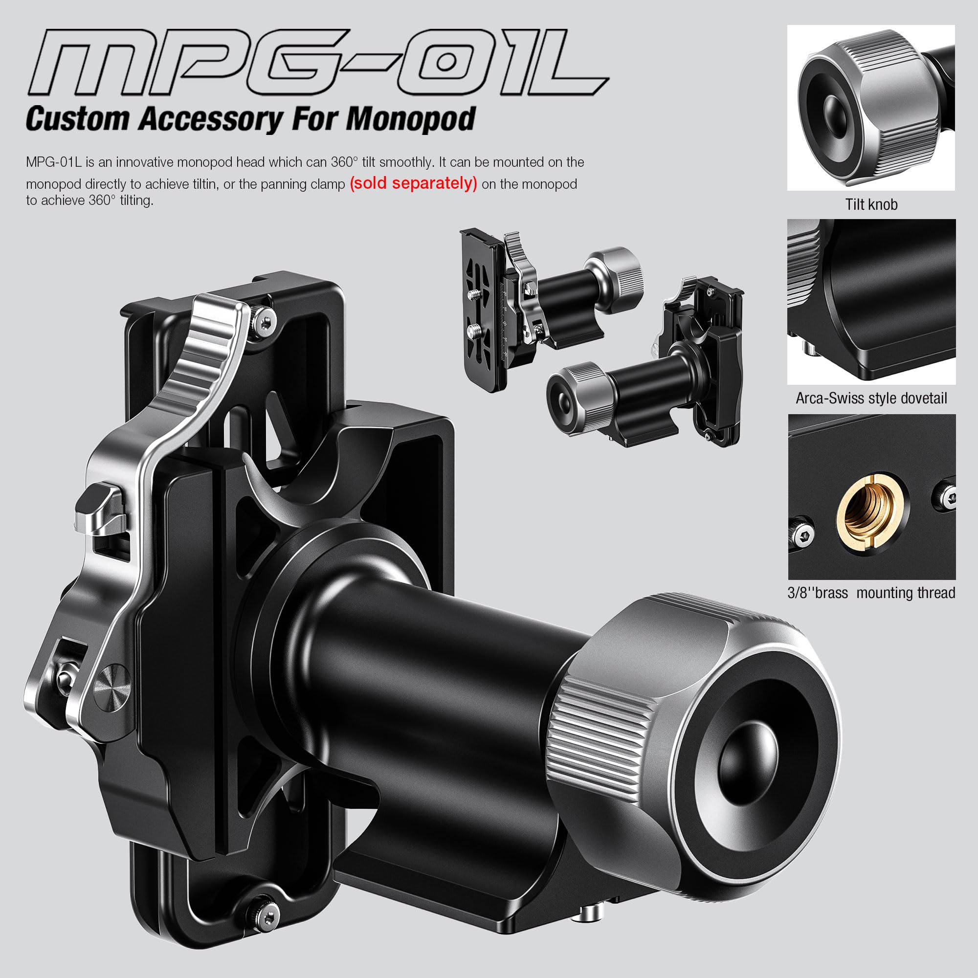 Amazon.com : Leofoto Monopod Gimbal Head, 360° Tilt Birdwatching
