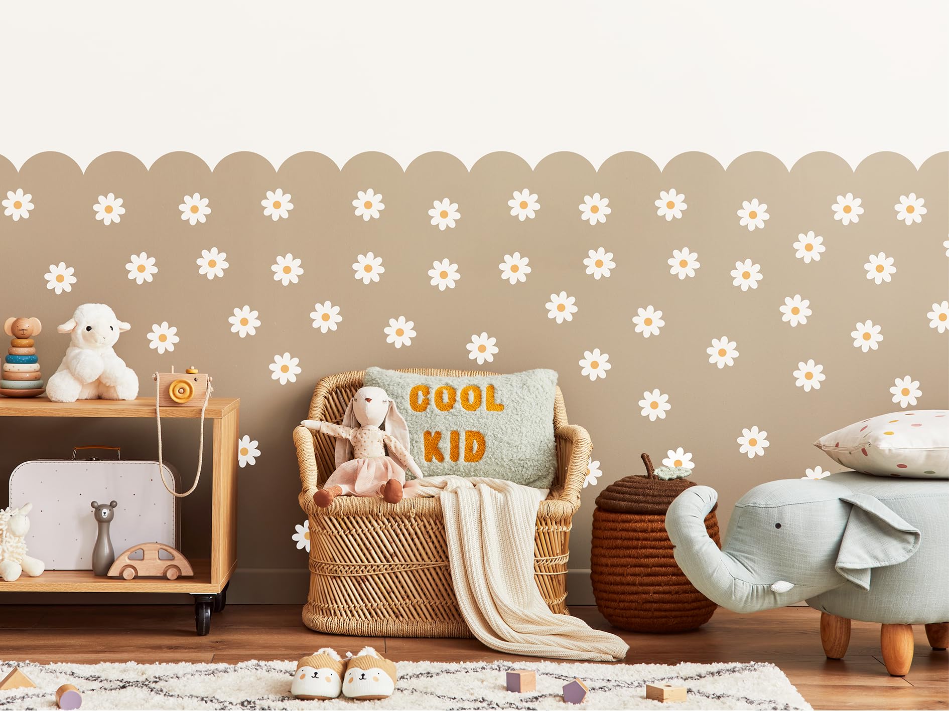 Wandtattoo Kinderzimmer Wandtattoo Kinderzimmer Deko Kinderzimmer Mädchen Wanddeko Gänseblümchen Home Decor Wandsticker Kinderzimmer Wand deko Babyzimmer Weiß Blumen - 50 Stück