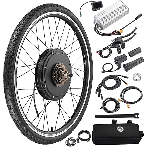 AW Electric Bike Conversion Kit 48V 1000W 26" Front/Rear Wheel Powerful Motor E-Bike Conversion Kit Dual Mode Controller W/LCD Display Twist Throttle PAS Ebike Wheel Kit