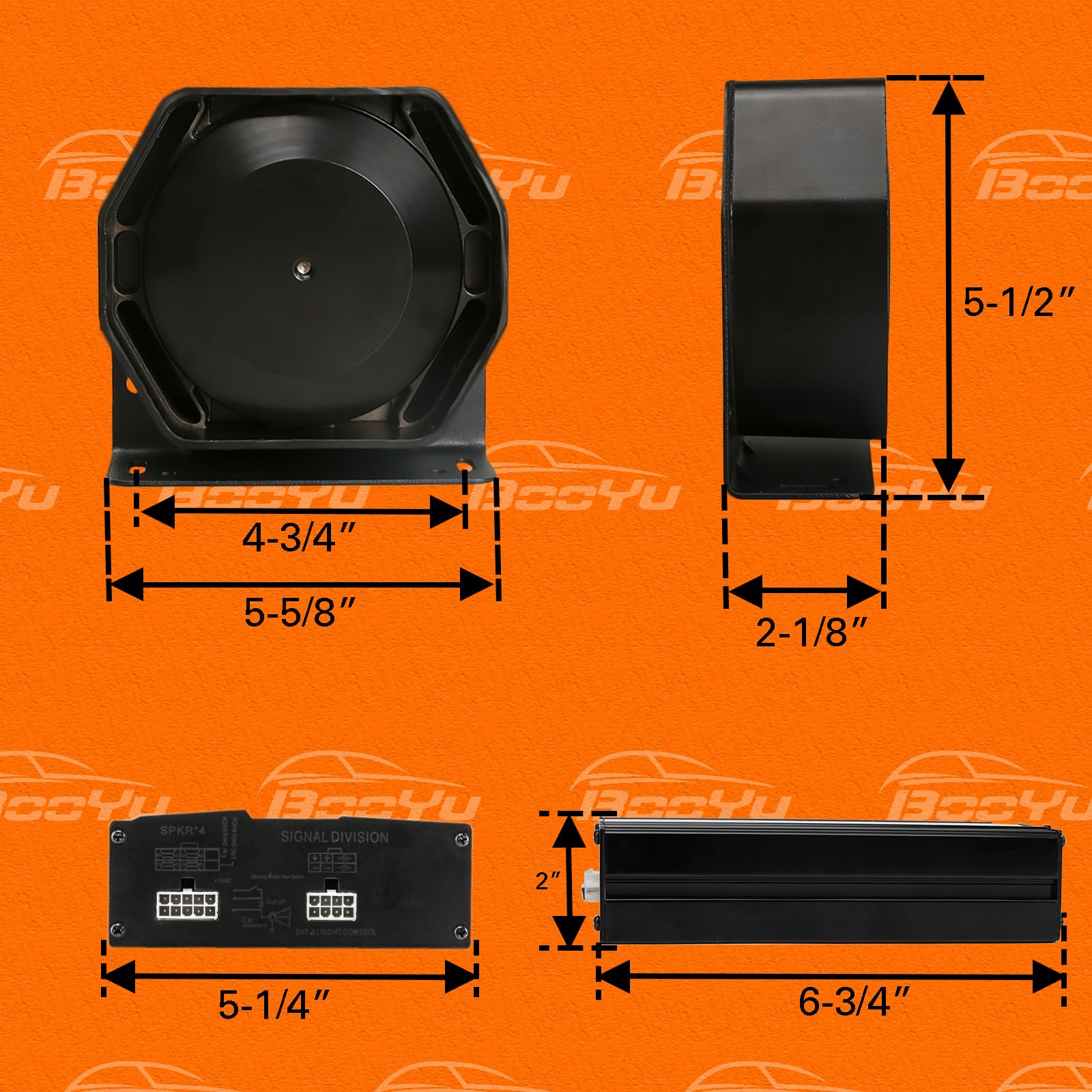 Sistema PA de sirena BY608-B-400W 12V 400W