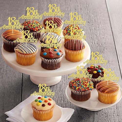Miniatura 4 de 24 piezas de decoración de cupcakes con purpurina para 18 años, número 18, para 18 años, bodas, aniversarios, fiestas de cumpleaños, suministros de