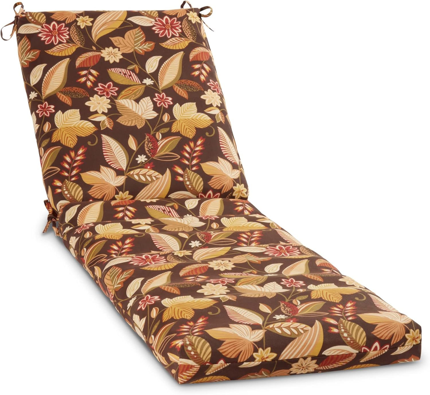 south pine porch outdoor reversible chaise lounge chair cushion with string ties, timberland floral