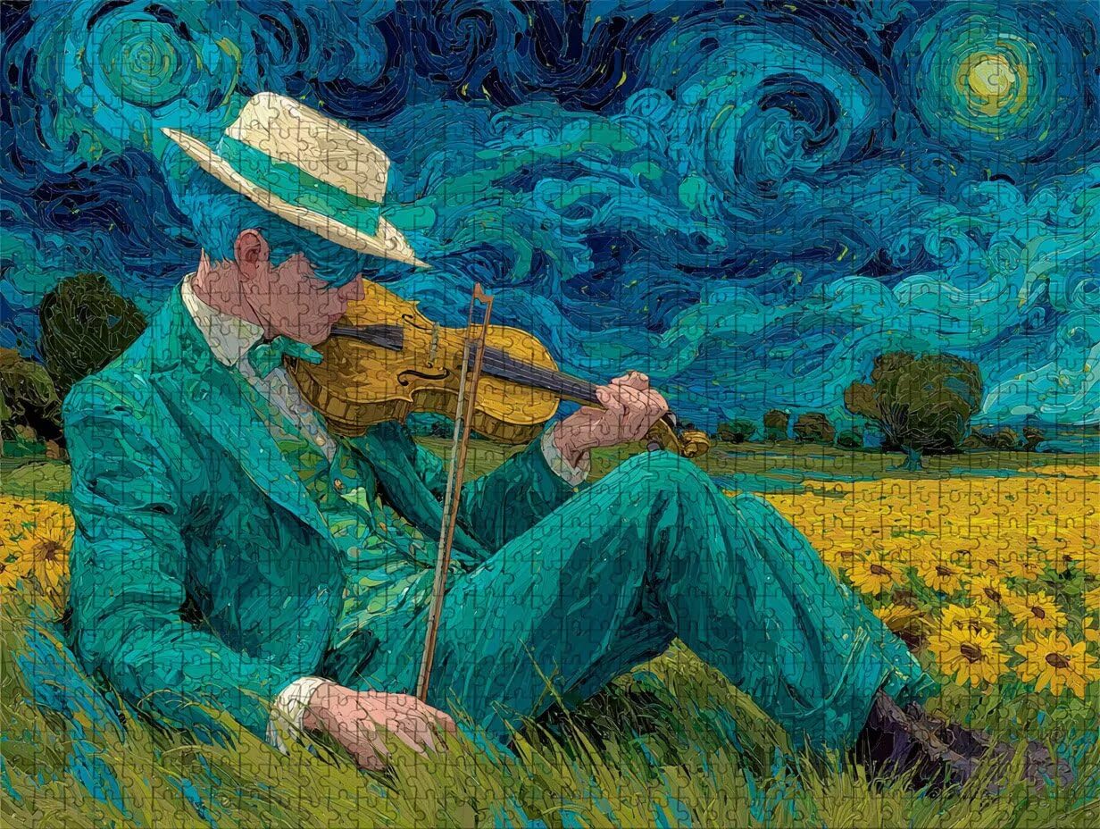 Muzyka Drewniane Puzzle Gwiaździste Niebo Puzzle 6000 sztuk dla dorosłych z kompaktowym pudełkiem 179 x 105 cm, wymagające puzzle, kreatywne gry logiczne dla mężczyzn, kobiet, nastolatków, prezenty, 5