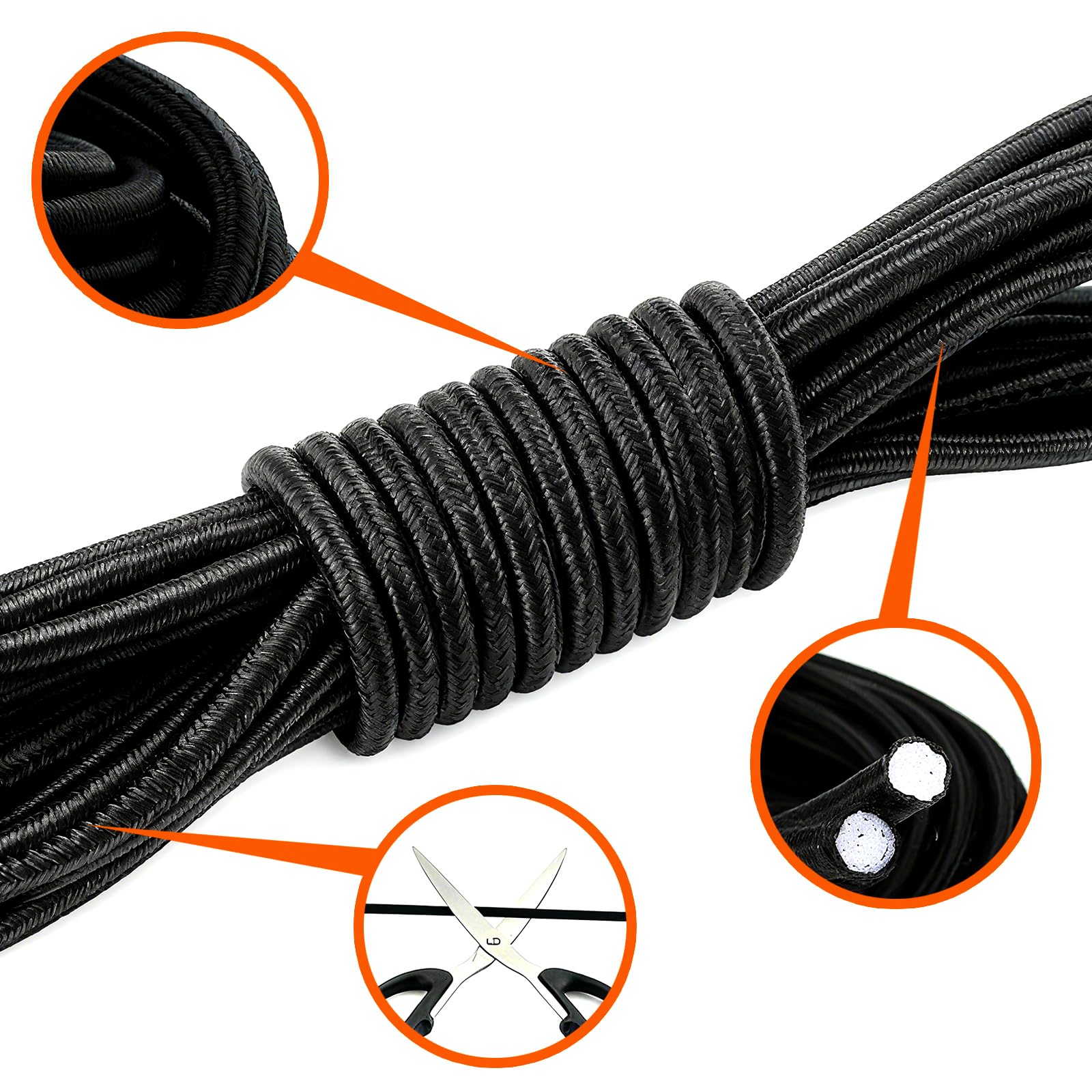 3 mm x 18 m Corda Elastica Nero,Rotonda Alta Elasticità Cordino Finitura Liscia Resistente ed Estensibile,per Lavori di Cucito Fai da Te Artigianato Tenda