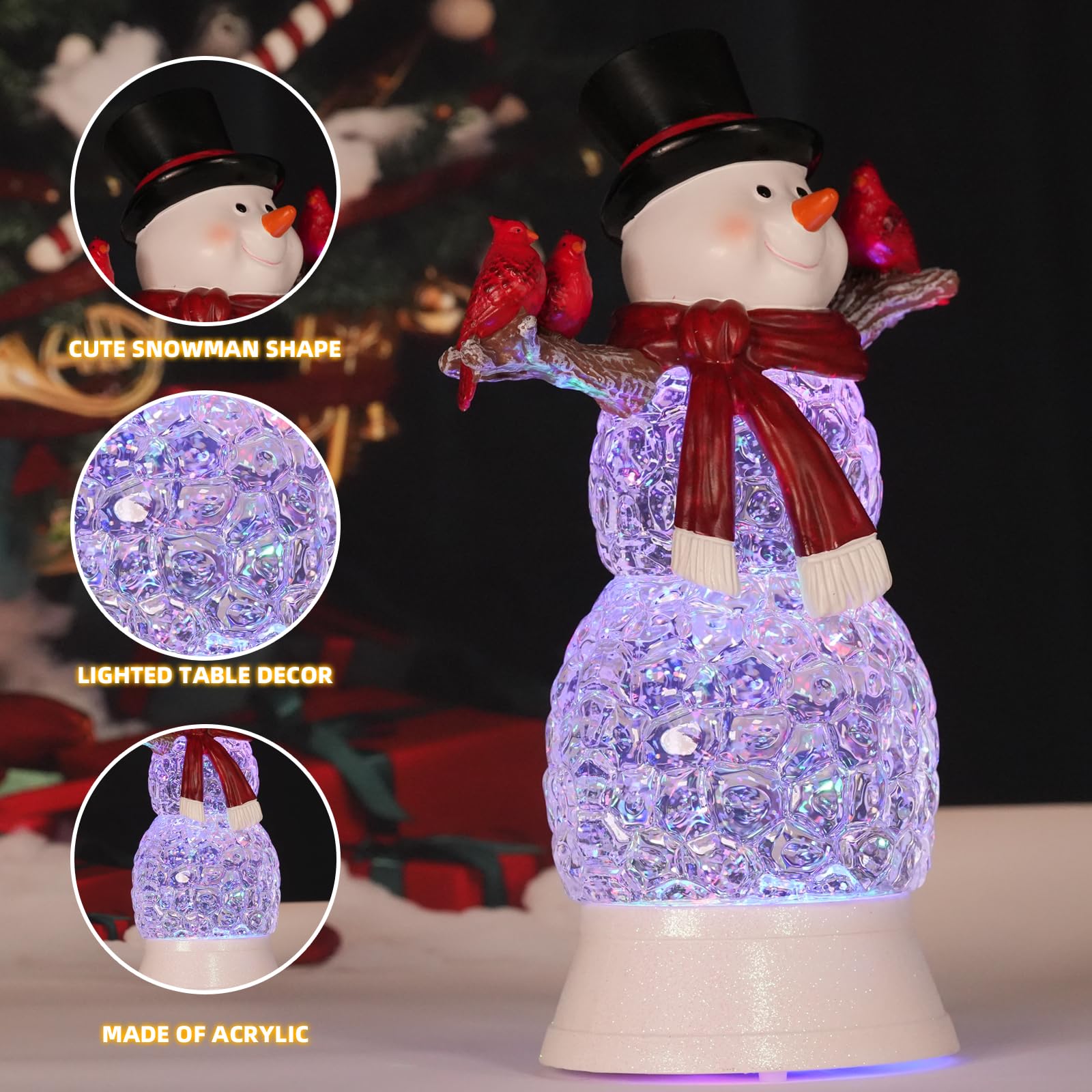 Snapklik.com : LEYUPEAK Christmas Snowman Snow Globe, Lighted Musical ...