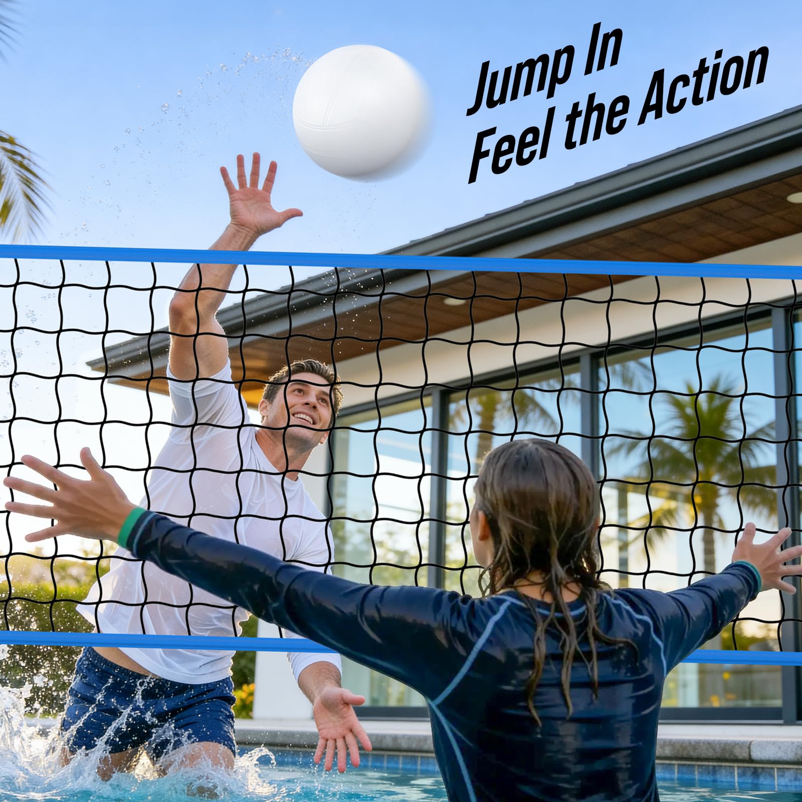 Set di rete da pallavolo per piscina Patiassy con base pesante, larghezza regolabile da 4,57m-9,14m, sistema di rete per piscine per interni ed esterni, adatto per giochi d'acqua, giardino, spiaggia e