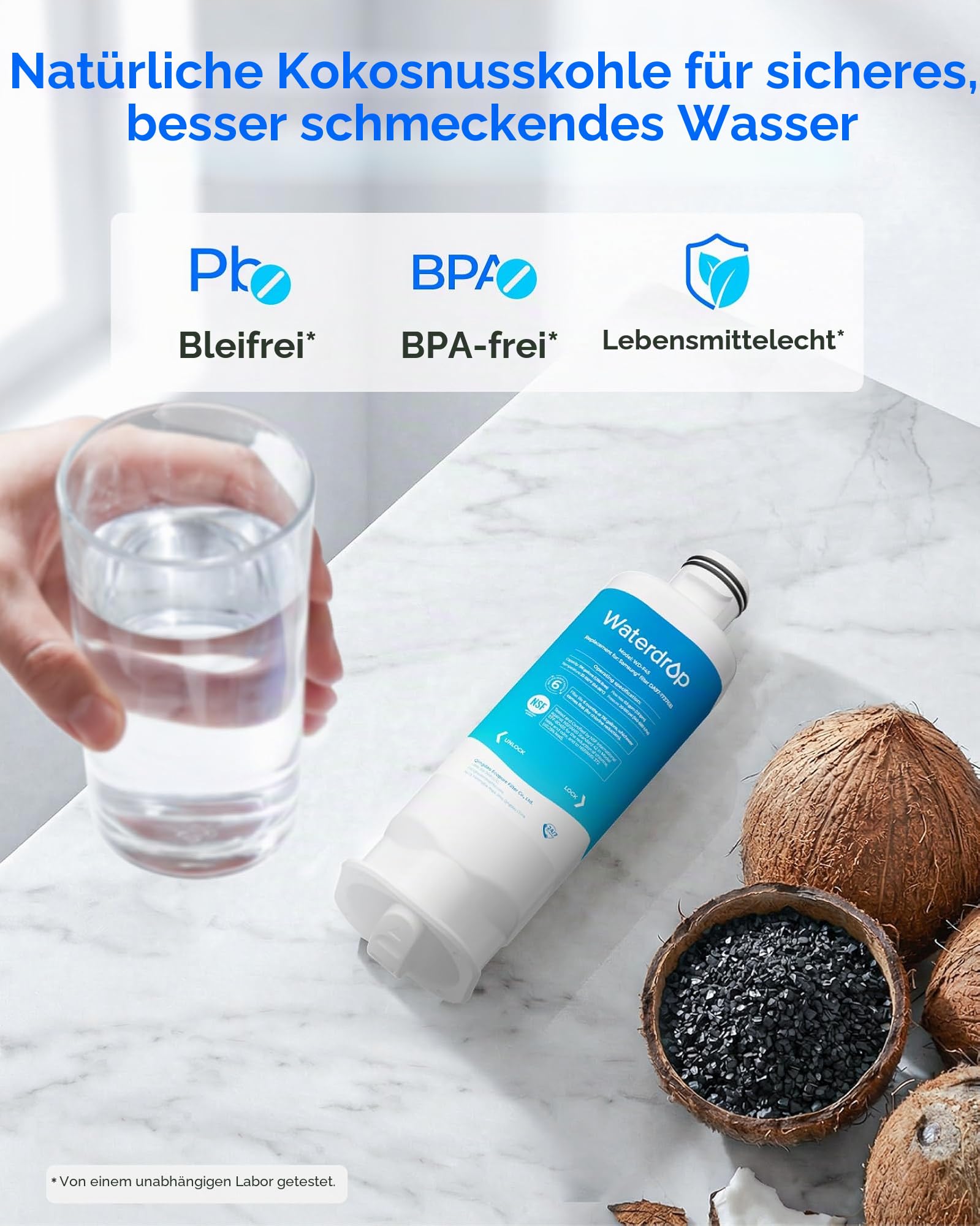 Waterdrop WD-F45 Ersatz für Samsung® DA97-17376B, HAF-Qin/EXP, HAF-Qin, DA97-08006C, RF23M8070SG, RF23M8070SR, RF23M8090SG Kühlschrank-Wasserfilter, NSF zertifiziert, Reduzieren PFAS, PFOA/PFOS (3)