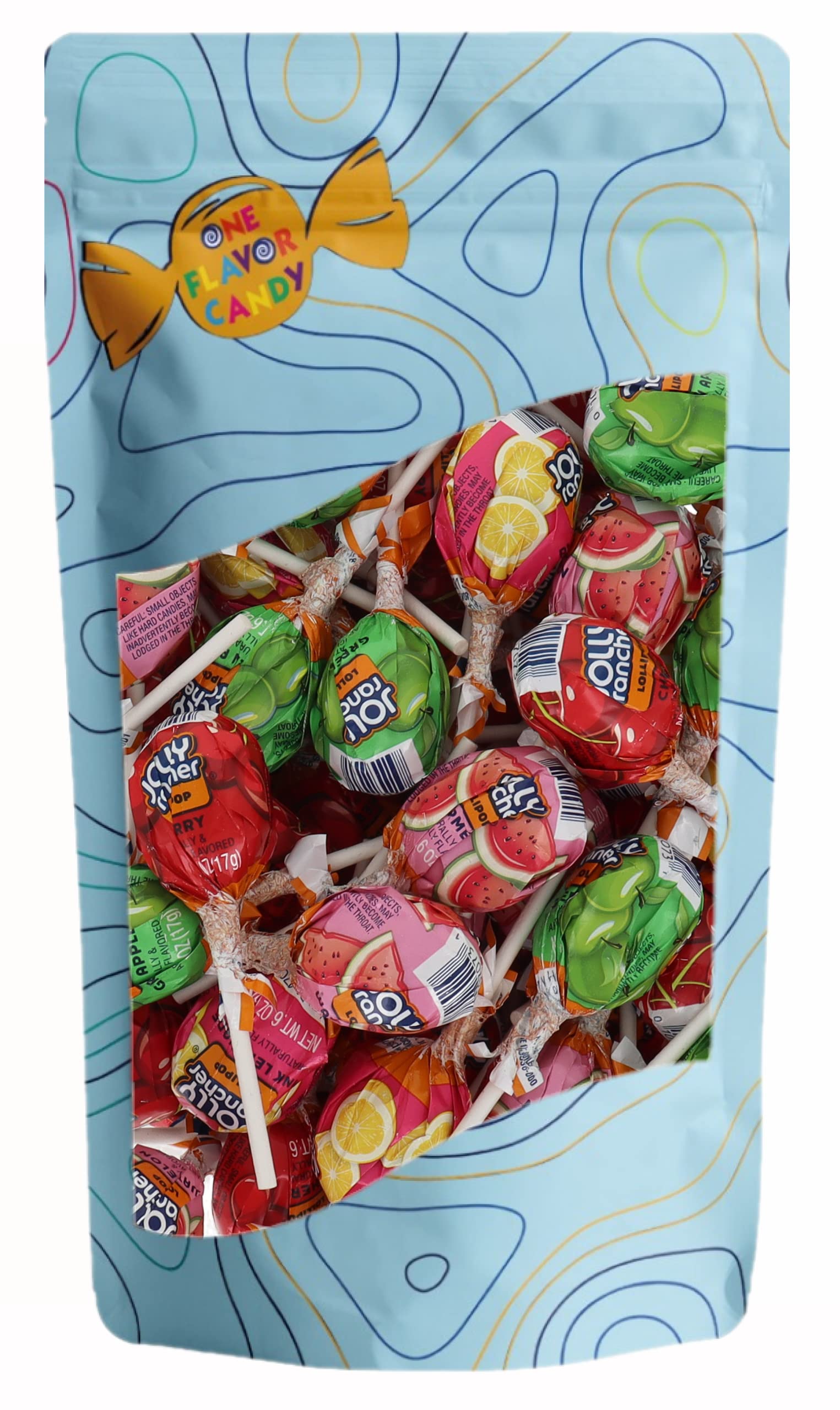 One Flavor Candy Jollies Ranchers Lollipop Lolli Pops Bulk in Resealable Bag (Assorted, Pack of 40)