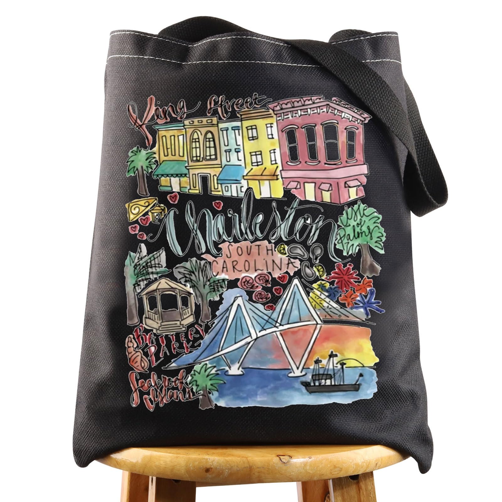 WZMPA Charleston South Carolina Travel Tote Bag Souvenir Gift Vacation Reusable Grocery Bag