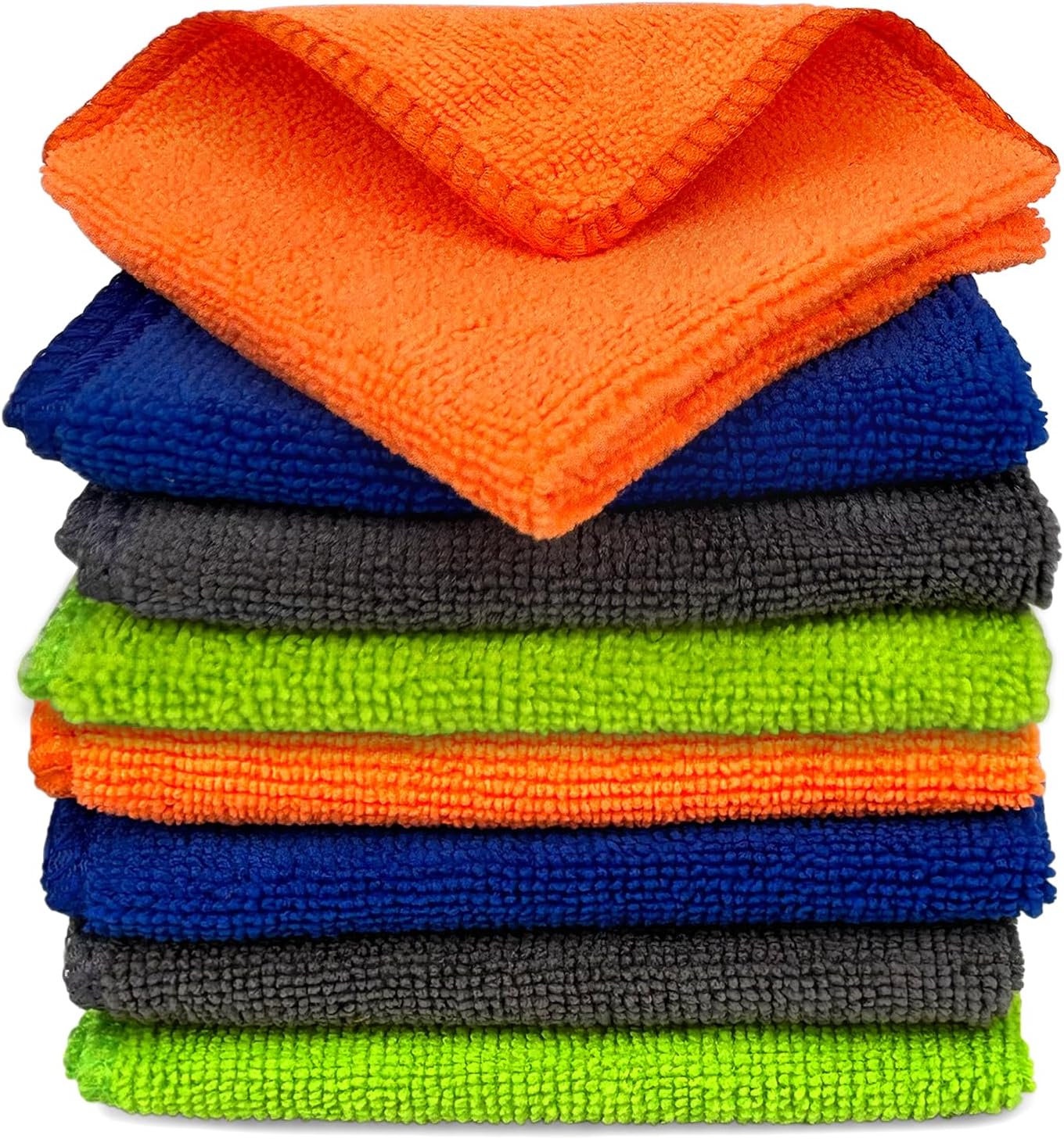 Tukzer Multi-Purpose Microfiber Cloths, Gizga Ultra-Soft Absorbent Lint & Streak-Free Cloth for Bike Car Dashboard Automobile Cleaning Polishing Washing Detailing (Multi-Color | 8 Pcs 25 X 25 cms)