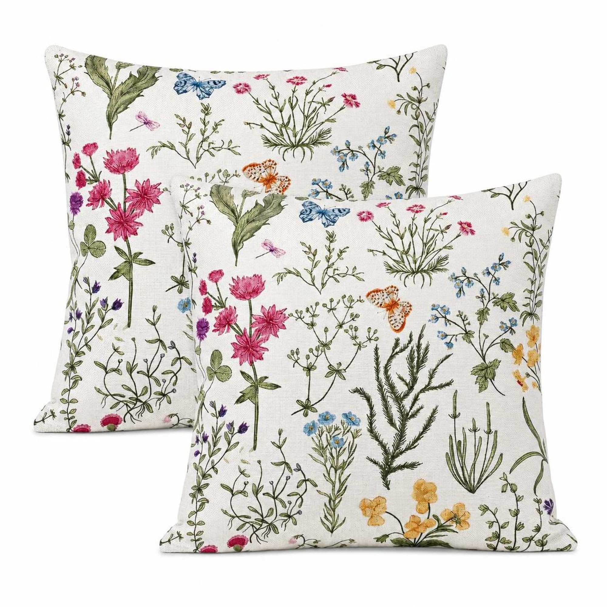 2 Pcs Sage Green Cushion Covers 45 x 45cm, Floral Decorative Pillow Cases